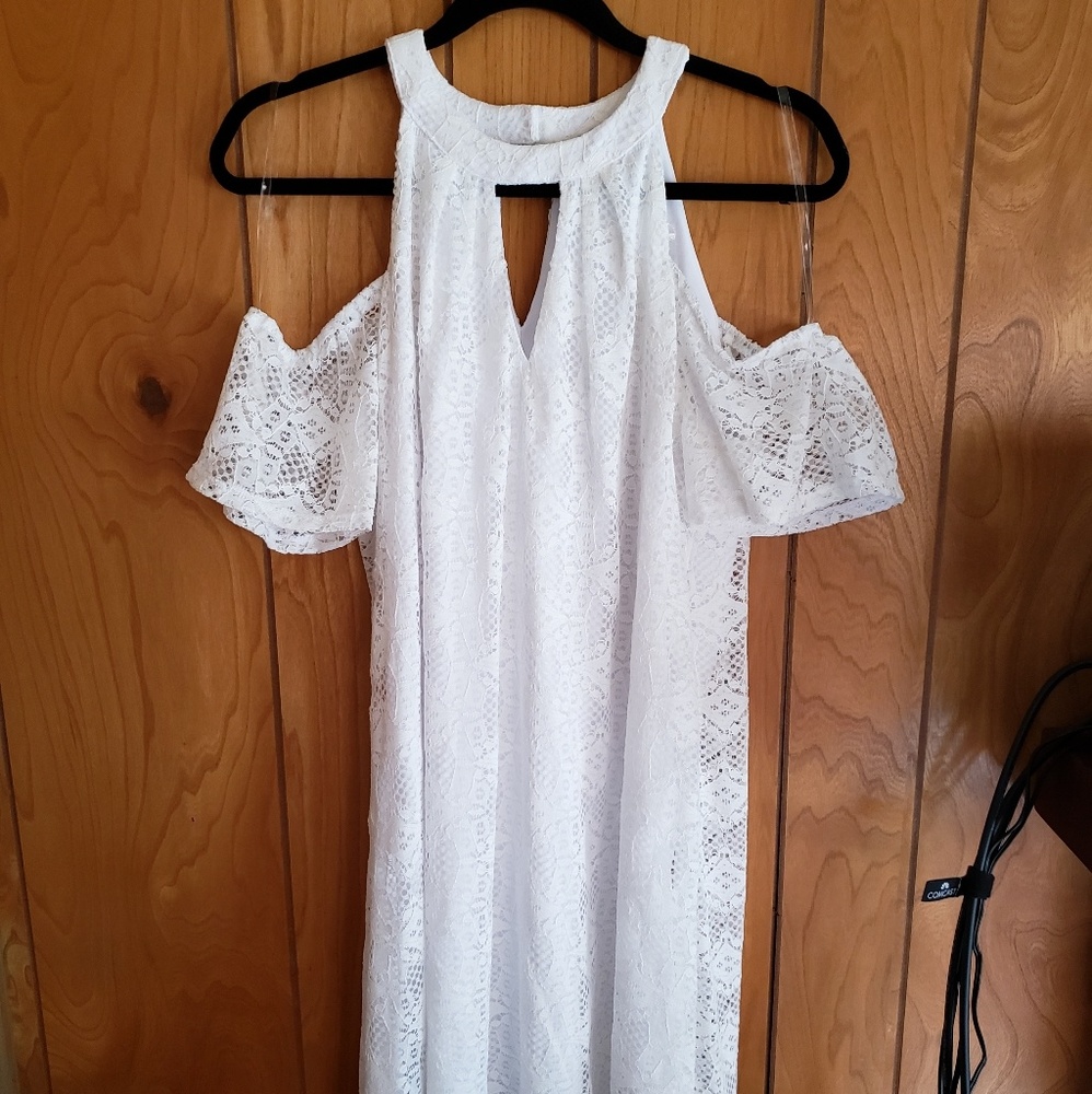 Off the Shoulder White Mini Dress